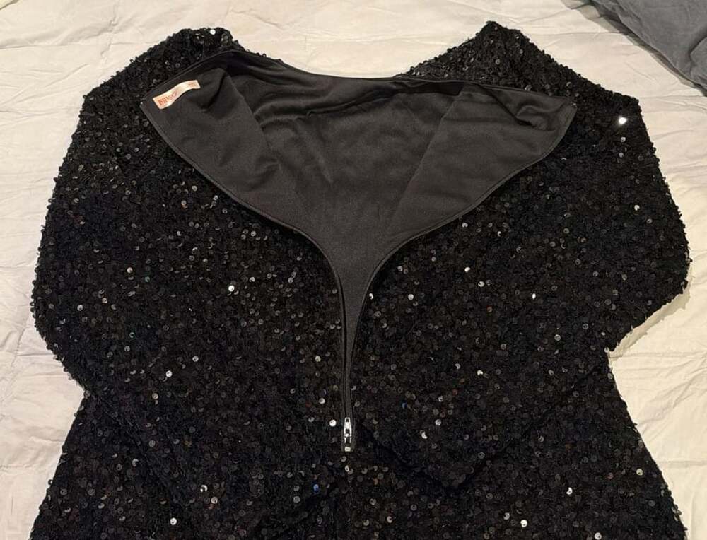 INTEMPO Black Sequin Long Sleeve Mini Dress